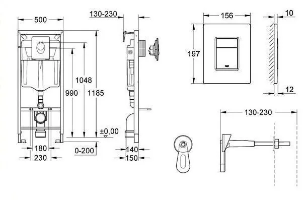 Инсталляция Grohe Rapid SL для подвесного унитаза с клавишей Skate Cosmopolitan Инсталляция Grohe Rapid SL для подвесного унитаза с клавишей Skate Cosmopolitan — изображение 2