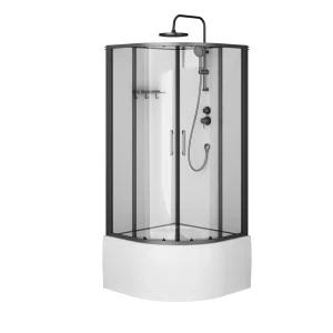 Душевая кабина AM.PM Above 90x90 Черная белая прозрачная W9XC-401A-9090BT