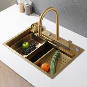 Кухонная мойка из нержавеющей стали ABBER Wasser Kreis 68x46 золото AF2194G