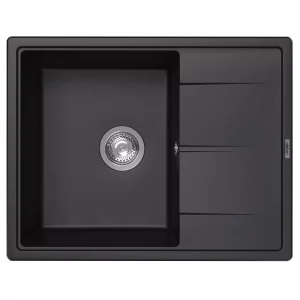 Кухонная мойка из кварцевого композита ABBER Quarz 65x51 с сифоном черный AQ2903B