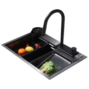 Кухонная мойка из нержавеющей стали ABBER Wasser Kreis 68x46 черный матовый AF2194B